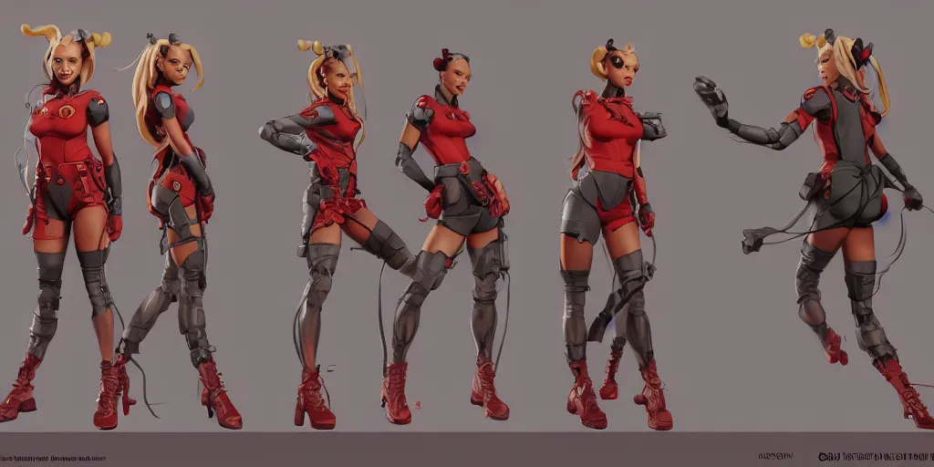 Image similar to cammy, character sheet, concept design, contrast, hot toys, kim jung gi, greg rutkowski, zabrocki, karlkka, jayison devadas, trending on artstation, 8 k, ultra wide angle, pincushion lens effect