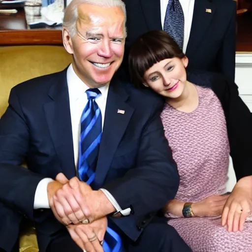 Prompt: dasha nekrasova sitting on joe biden's lap