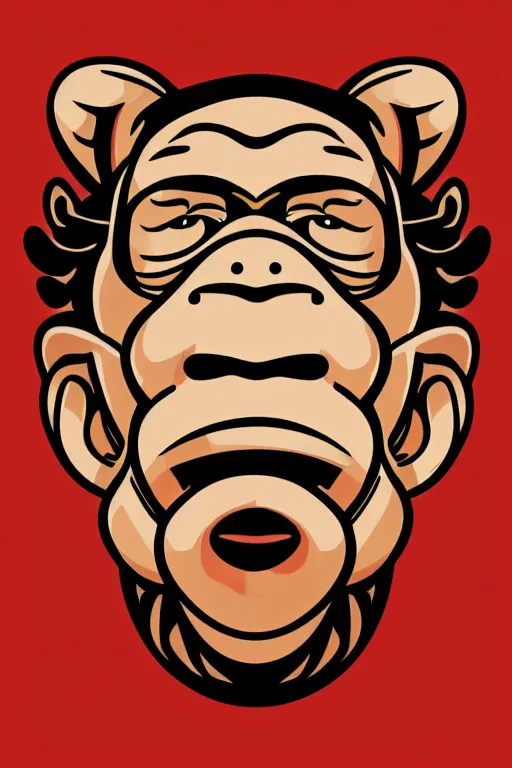 Image similar to Portrait of a Monkey, mafia, gangster, sticker, colorful, illustration, highly detailed, simple, smooth and clean vector curves, no jagged lines, vector art, smooth