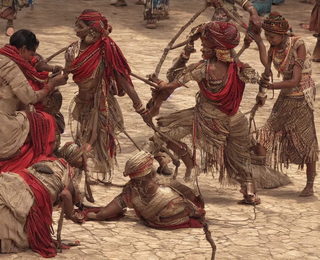 Prompt: an indian tribal woman being flogged by some britisher on a public stage, ultra realistic photography, intricate details, eerie, highly detailed, photorealistic, octane render, 8 k, unreal engine