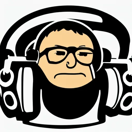 Image similar to svg sticker of a Family-Guy Peter-Griffin at a rave, spinning records, giant headphones rocking out, wearing headphones, huge speakers, dancing, rave, DJ, spinning records, digital art, amazing composition, rule-of-thirds, award-winning, trending on artstation, featured on deviantart