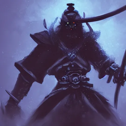 Prompt: anthropomorphic Azure samurai wolf, DnD character art portrait, fantasy battleground, raining, fire, oil painting, heroic pose, magic the gathering artwork, D&D, fantasy, cinematic lighting, centered, symmetrical, highly detailed, digital painting, artstation, concept art, smooth, sharp focus, illustration, volumetric lighting, epic Composition, 8k, art, DeviantArt, trending on Artstation, Jason Felix, Steve Argyle, Tyler Jacobson, Peter Mohrbacher, Akihiko Yoshida, Greg Rutkowski, Craig Mullins, Frank Frazetta, cinematic lighting