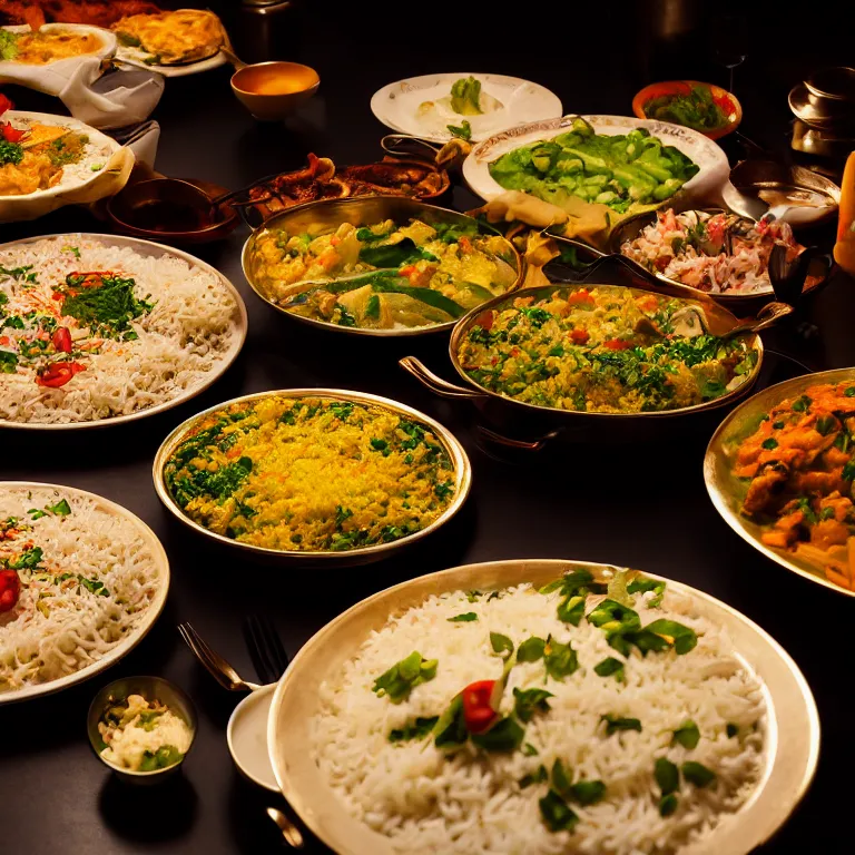 Prompt: close - up focused dslr photograph of an turkmenistan dinner, 8 k, high detail, volumetric lighting, hyperrealism, aesthetically pleasing, studio lighting, trending