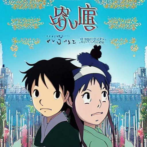 Image similar to a movie poster of a movie called love and hate, by Studio Ghibli