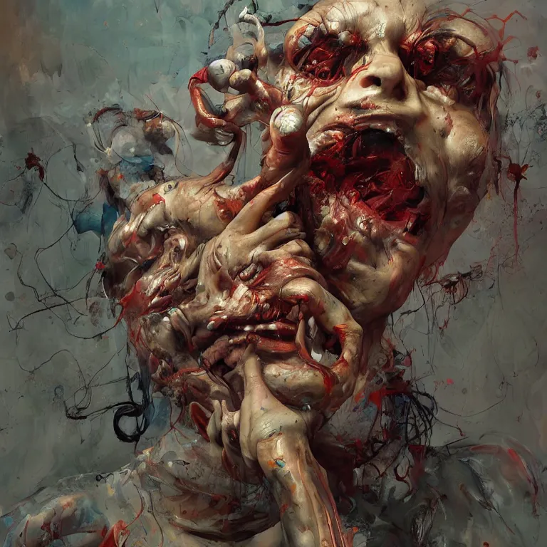 Image similar to screaming demon in the style of adrian ghenie, 3 d render, esao andrews, jenny saville, surrealism, dark art by james jean, ross tran