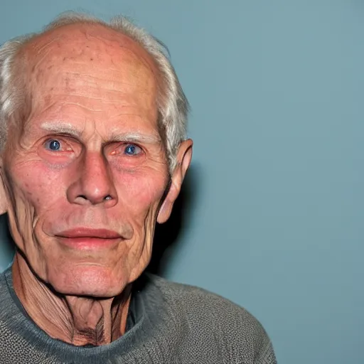 Image similar to A photograph of old Jerma985 in his eighties who looks like Jerma985 wearing a sweater in the 2010s, Jerma985, looks like Jerma985, taken in the late 2010s, taken on a 2010s Camera, realistic, hyperrealistic, very realistic, highly detailed, very detailed, extremely detailed, detailed, digital art, trending on artstation, headshot and bodyshot