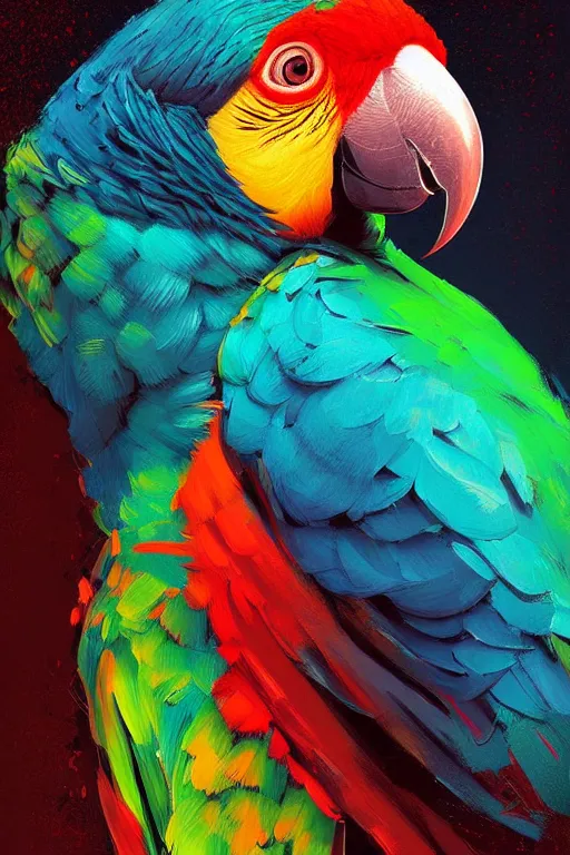 Prompt: portrait of the alpha parrot, by alena aenami, by ross tran, digital art painting