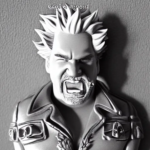 Prompt: guy fieri made out of polymer clay detailed sculpture trending on artstation