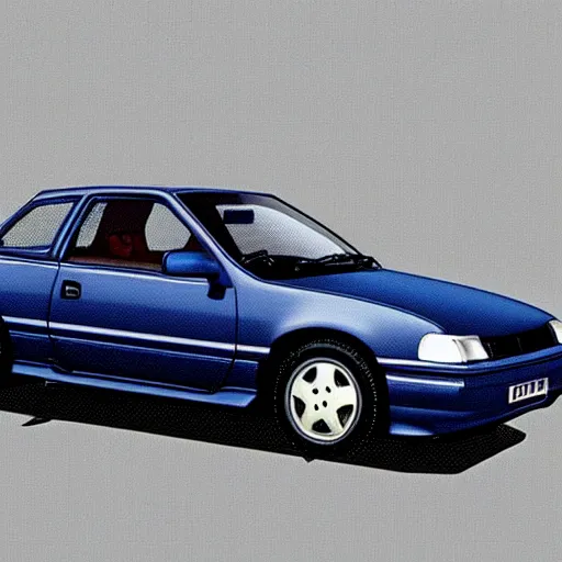 Prompt: dark blue 1992 opel calibra pixel art