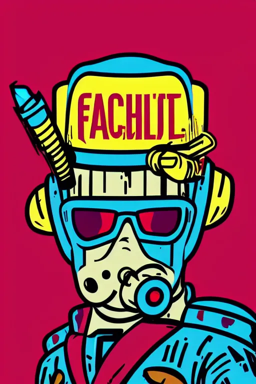 Image similar to fallout 7 6 retro futurist illustration art by butcher billy, sticker, colorful, illustration, highly detailed, simple, smooth and clean vector curves, no jagged lines, vector art, smooth andy warhol style