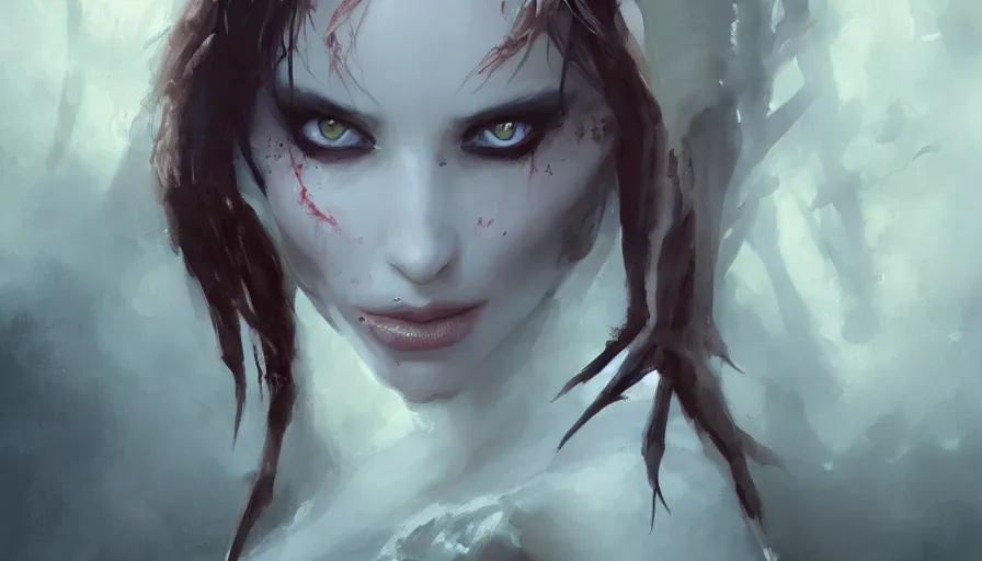 Prompt: A beautiful painting of Josie Maran as the vampire Marishka by greg rutkowski and Kalin Popov , Trending on artstation HD.