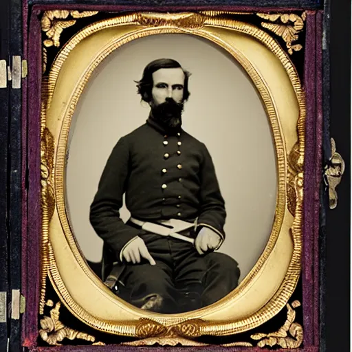 Prompt: portrait of a hamster in confederate army outfit, mathew brady photo