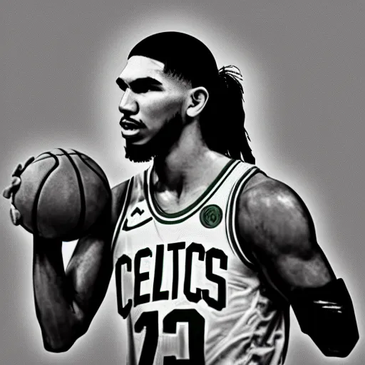 Image similar to Portrait of Boston Celtics Jayson Tatum, Jayson Tatum as Che Guevara, Jayson Tatum as Guerilla Heroica, Black and White, by Alberto Korda, inspiring, dignifying, stoic, stoicism, national archives, digital art, trending on artstation, octane render