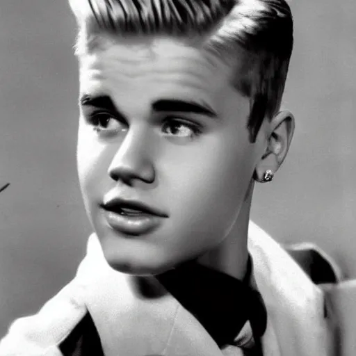 Image similar to justin bieber, 1 9 5 0 s,