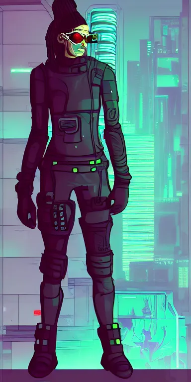 Image similar to a full body portrait of a cyberpunk citizen