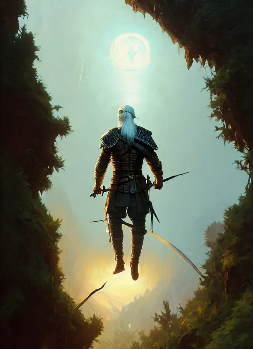 Prompt: Highly detailed portrait of Geralt of Rivia, Stephen Bliss, unreal engine, fantasy art by Greg Rutkowski, Loish, Rhads, ferdinand knab, Makoto Shinkai and Lois van baarle, ilya kuvshinov, rossdraws, Tom Bagshaw, alphonse mucha, global illumination, radiant light, detailed and intricate environment