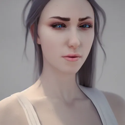 Image similar to a close up of a woman in white, dslr, 8 k, octane beautifully detailed render, cold lighting, cinematic lighting, white background, detailed photo, masterpiece, volumetric lighting, ultra realistic, highly detailed, high quality, lossless, photorealistic, grayscale