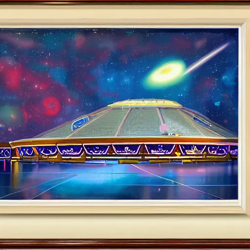 Prompt: painting of space mountain at disney world, orlando, artstation