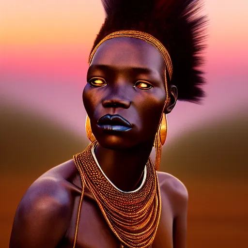 Prompt: photographic portrait of a stunningly beautiful renaissance dogon tribe female in soft dreamy light at sunset, contemporary fashion shoot, by edward robert hughes, annie leibovitz and steve mccurry, david lazar, jimmy nelsson, breathtaking, 8 k resolution, extremely detailed, beautiful, establishing shot, artistic, hyperrealistic, beautiful face, octane render