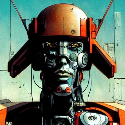 Image similar to Cyborg from Ghost in the shell by Enki bilal and Salvador Dali, cyberpunk, impressive perspective, aesthetic, masterpiece