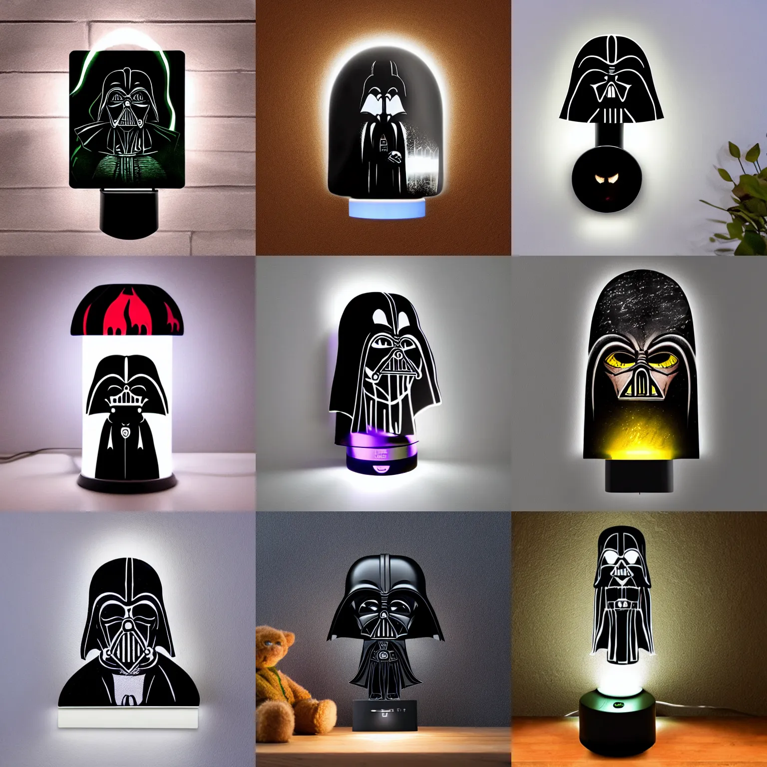 Prompt: lovecraftian Vader night light product photo