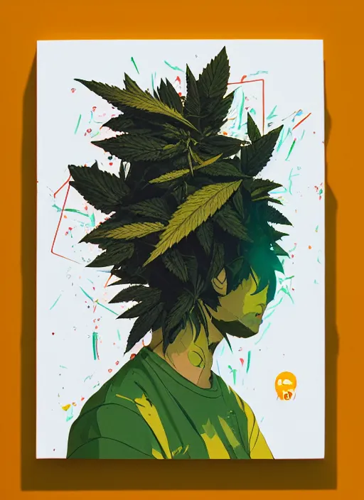 Image similar to profile picture by sachin teng x ofwgkta, marijuana, organic painting, asymmetrical, green, marijuana smoke, matte paint, hard edges, energetic