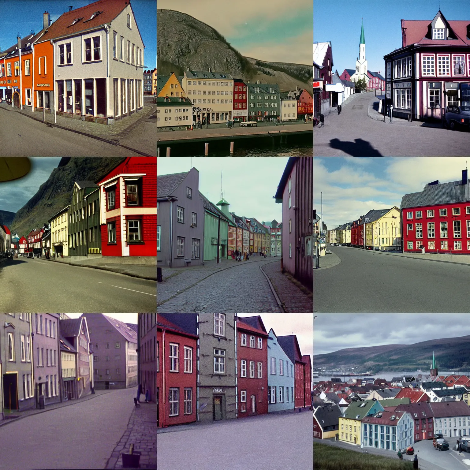 Prompt: google streetview screenshot from trondheim in color from 1 9 6 7