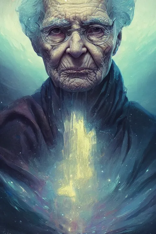 Image similar to the look of an elderly person 4 2 8 8 full of wrinkles and imperfections by artgem and greg rutkowski, highly detailed, high contrast, light reflection, trippy, nebula, trending on artstation