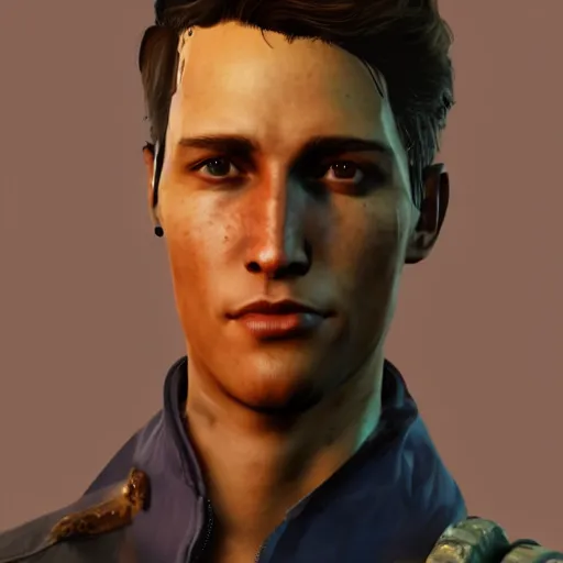 Image similar to a portrait of a very handsome young man, fallout 4,