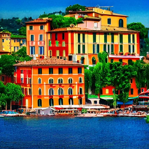 Image similar to Portofino in the style of Ed Hopper