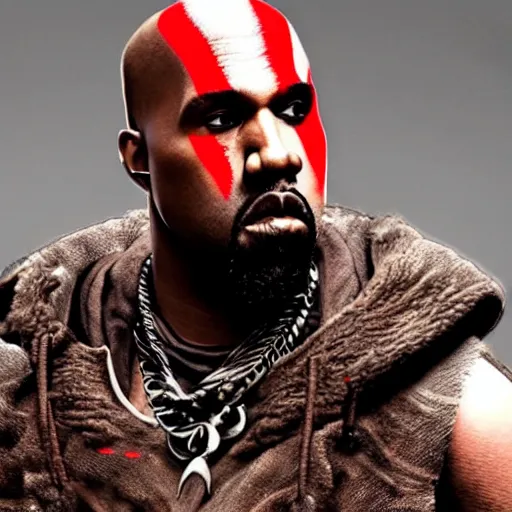 Prompt: Kanye west in God of war