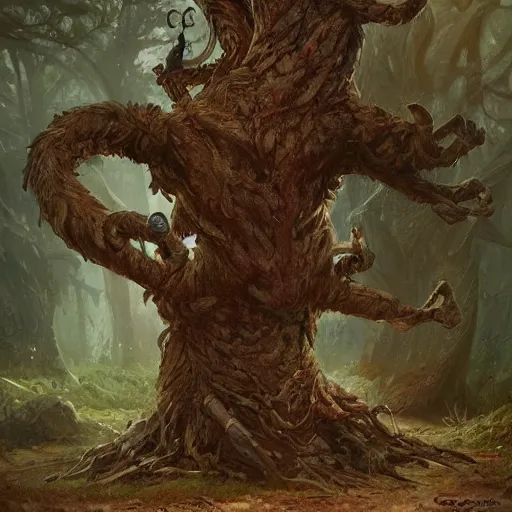 Image similar to a rat creature, in the shape of a ent, by greg rutkowski, trending on art station, highly detailed, magic the gathering, matte painting