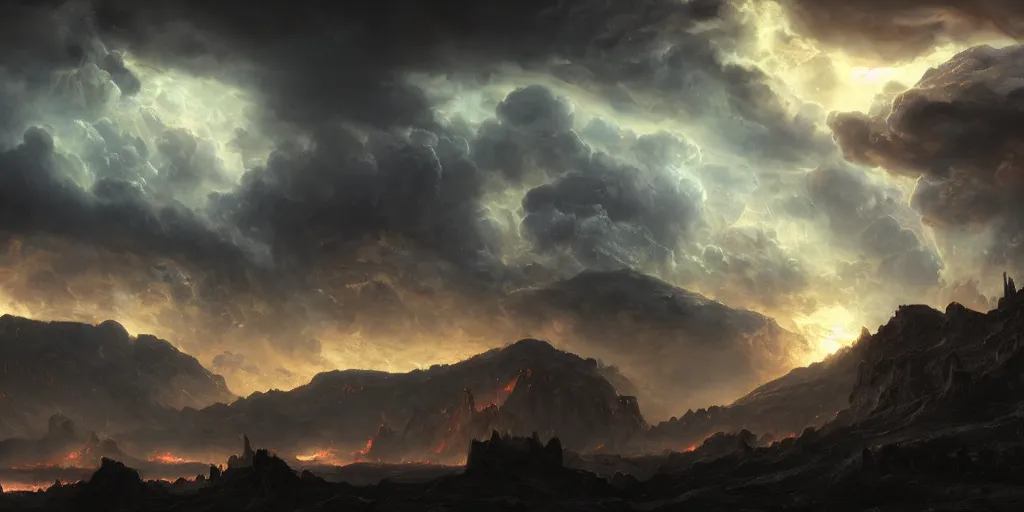 Prompt: fifth circle of hell, dante's inferno, landscape, cinematic, dramatic, very detailed, far horizon, by eugene delacroix, artstation, jessica rossier, octane render, vivid, stormy sky