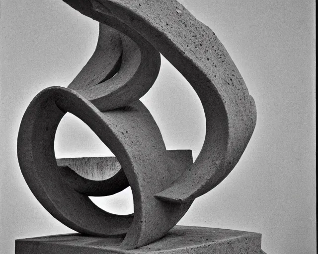 Image similar to by francis bacon, escher, mystical photography evocative. an fractal concrete carved sculpture, standing in a city center.