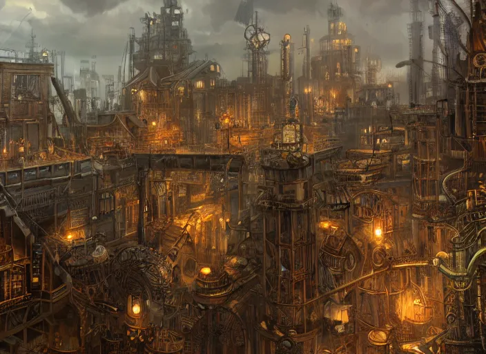 highly detailed image of a steampunk city, industrial | Stable Diffusion |  OpenArt