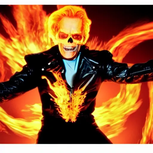 Image similar to Jim Carrey as the ghost rider 4K quality super realistic