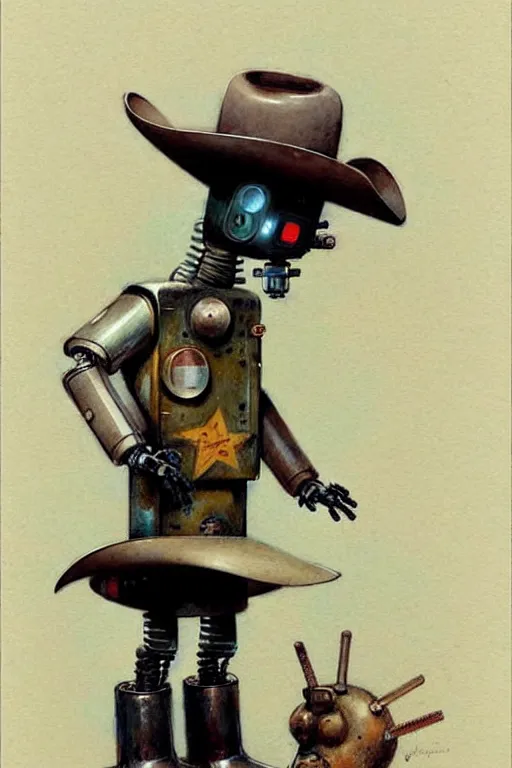 Image similar to (((((1950s robot cowboy. muted colors.))))) by Jean-Baptiste Monge !!!!!!!!!!!!!!!!!!!!!!!!!!!