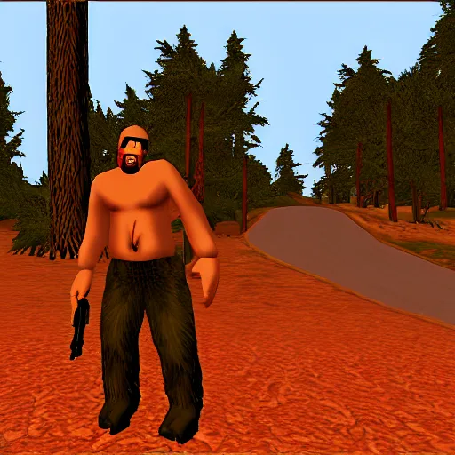 Prompt: bigfoot in gta san andreas, video game screenshot