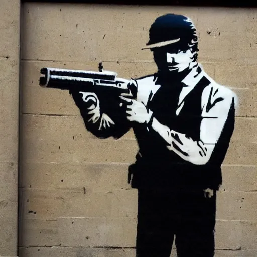 Image similar to flower gun, banksy