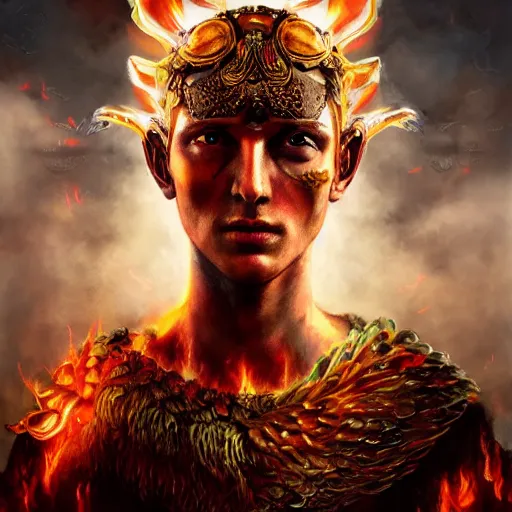 Prompt: roman soldier portrait , fantasy, dystopian, phoenix dragon, butterfly squid, burning halo, intricate artwork by Guy Denning and Anna Dittmann very coherent artwork, cinematic, hyper realism, high detail, octane render, unreal engine, 8k, Vibrant colors, Smooth gradients, High contrast, depth of field,