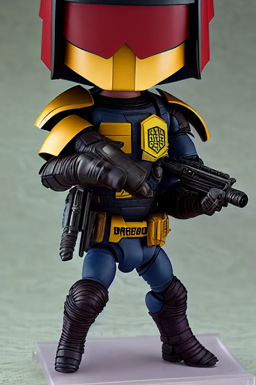 Image similar to nendoroid judge dredd action figure, collectible | | realistic shaded, fine details, realistic shaded lighting poster by greg rutkowski, diego gisbert llorens, magali villeneuve, artgerm, jeremy lipkin and rob rey