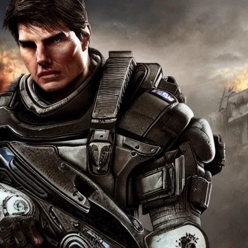 Prompt: Tom Cruise in Gears of War