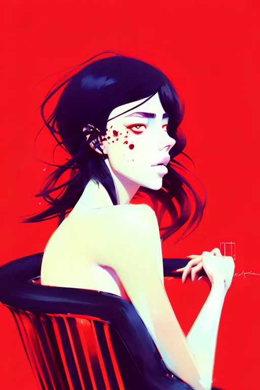 Image similar to a ultradetailed beautiful portrait panting of a stylish woman sitting on a chair, by conrad roset, greg rutkowski and makoto shinkai, trending on artstation