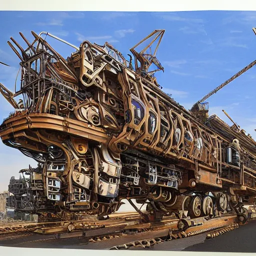 Image similar to mechanical tirex in urbanistic wood, hyperrealistic, style of james gurney