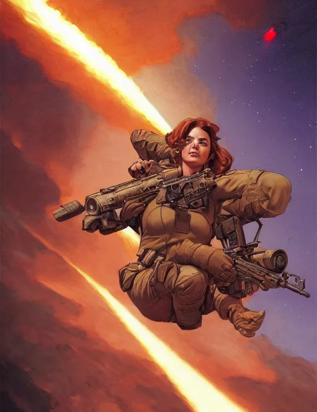 Image similar to a brown - haired woman in a military uniform hovering in the air glowing with red light and crackling energy, by frank fazetta and moebius, trending on artstation, digital art, 4 k resolution, detailed, high quality, sharp focus, hq artwork, coherent, insane detail, concept art, character concept, character full body portrait