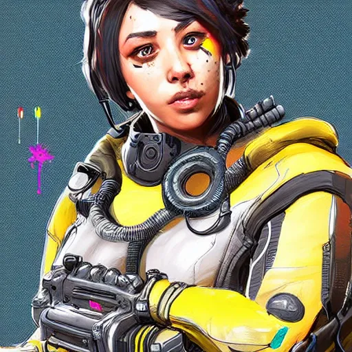 Image similar to caustic from apex legends, digital art, character design, masterpiece