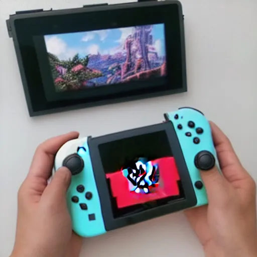 Image similar to nintendo switch with real hair arms and legs