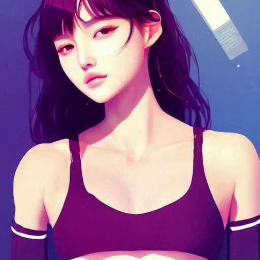 Image similar to a beautiful young korean k pop natalie portman alluring instagram model in crop top, by guweiz and wlop and ilya kuvshinov and artgerm, symmetrical eyes, aesthetic, gorgeous, stunning, alluring, attractive, artstation, deviantart, pinterest, digital art