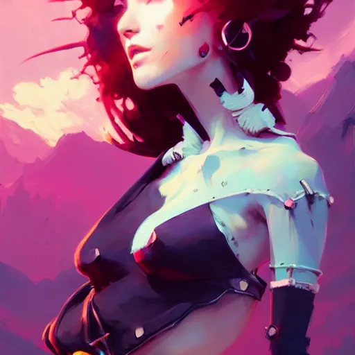 Prompt: a beautiful punkrocker in crop top, concept art by pete mohrbacher and guweiz and ilya kuvshinov, digital art, highly detailed, intricate, sharp focus, trending on artstation hq, deviantart, unreal engine 5, 4 k uhd image