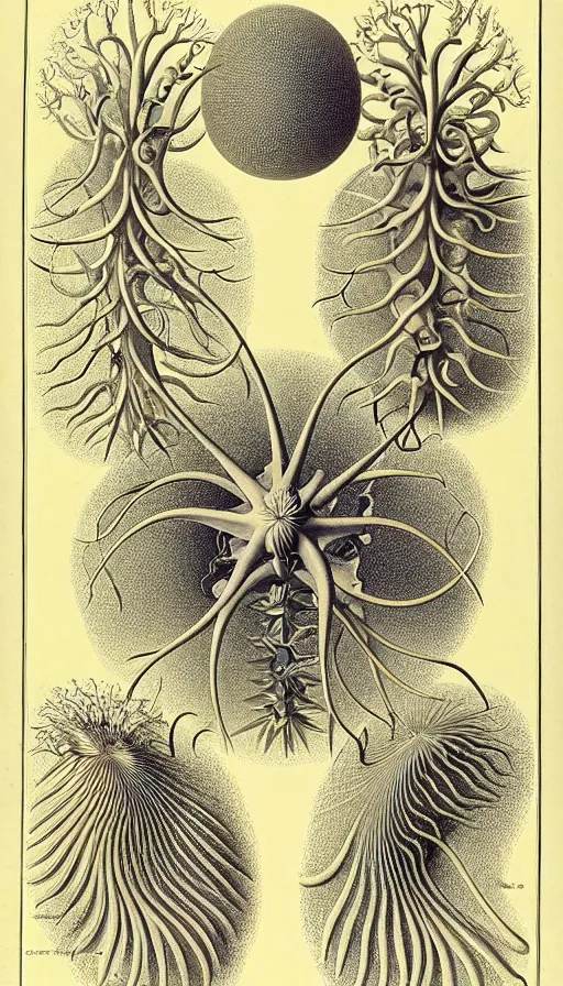 Image similar to the two complementary forces that make up all aspects and phenomena of life, by Ernst Haeckel